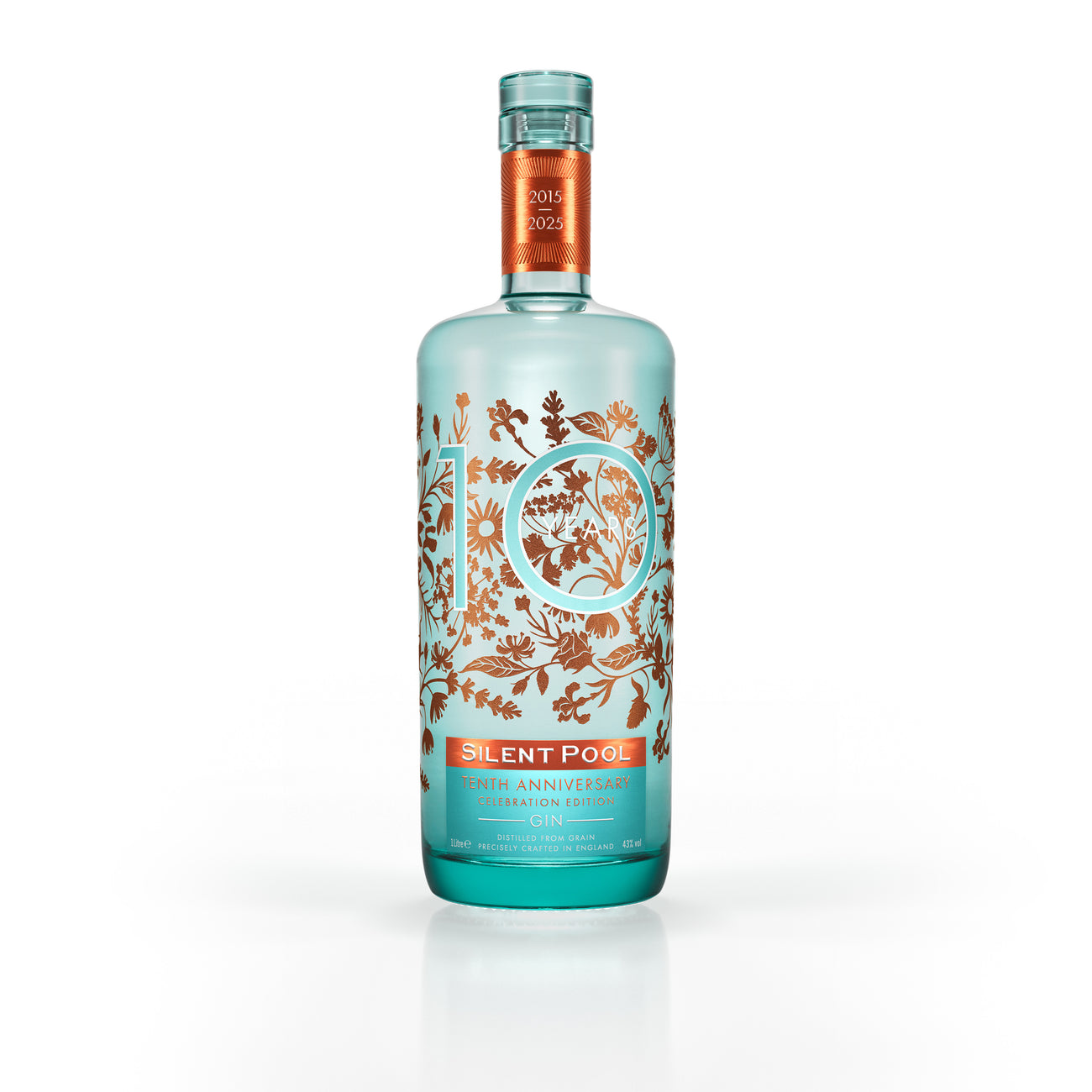 Silent Pool Tenth Anniversary Celebration Edition Gin Summer Offer with complimentary Pear & Patchouli Aroma Garnish and Martini Glass set of 2